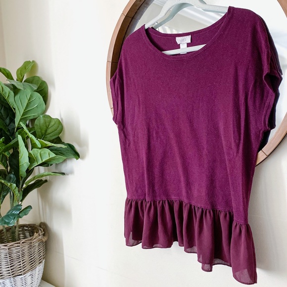 LOFT Tops - $6 SALE ✨ Loft Maroon Peplum Sweater 195